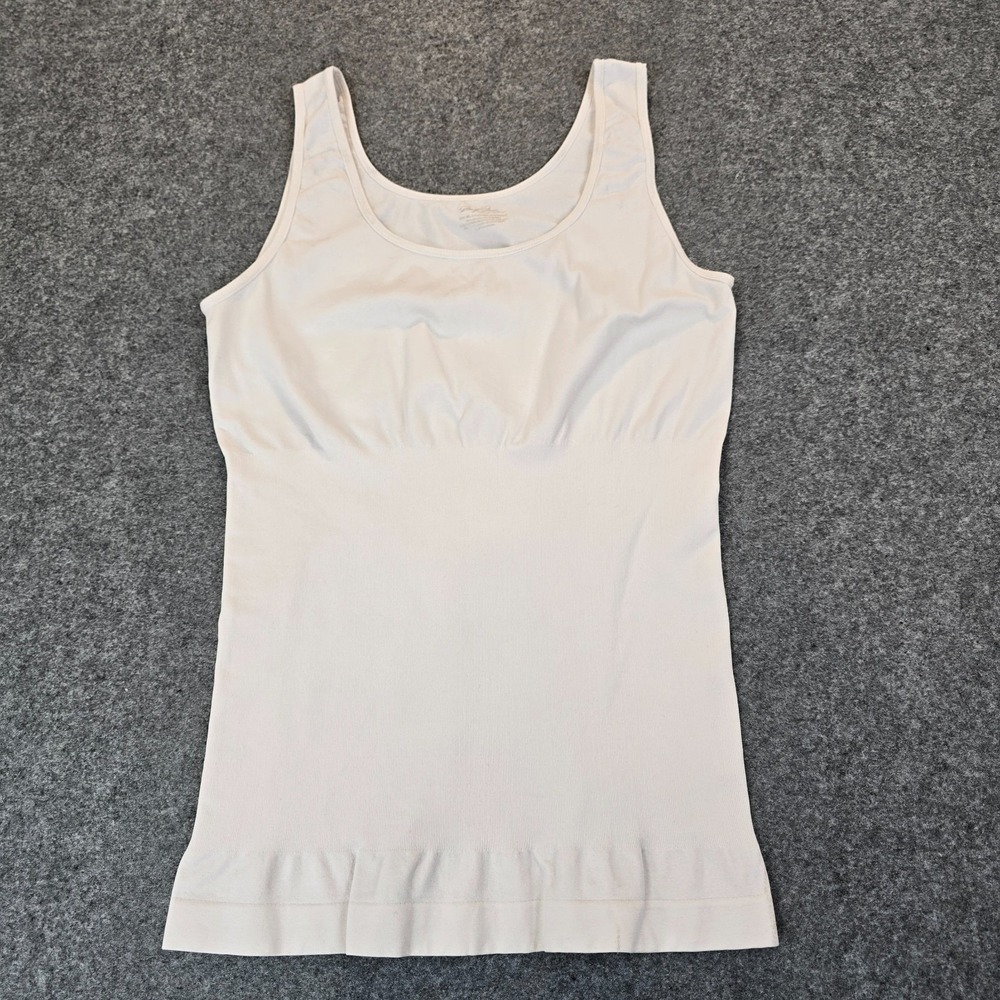 Womens Camisole Top XL White Stretch Ruched Seamless Shaping Comfort Wide Strap